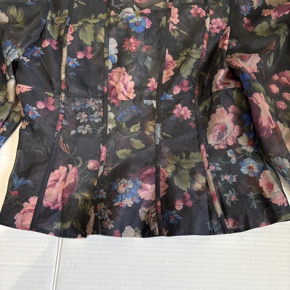 NWT Anthropologie Black Floral Corset Blouse Size M Sheer Puff Sleeve Ruffle Top - Picture 7 of 16